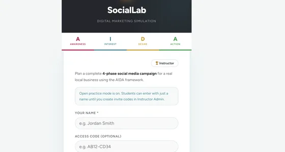 SocialLab marketing simulation preview
